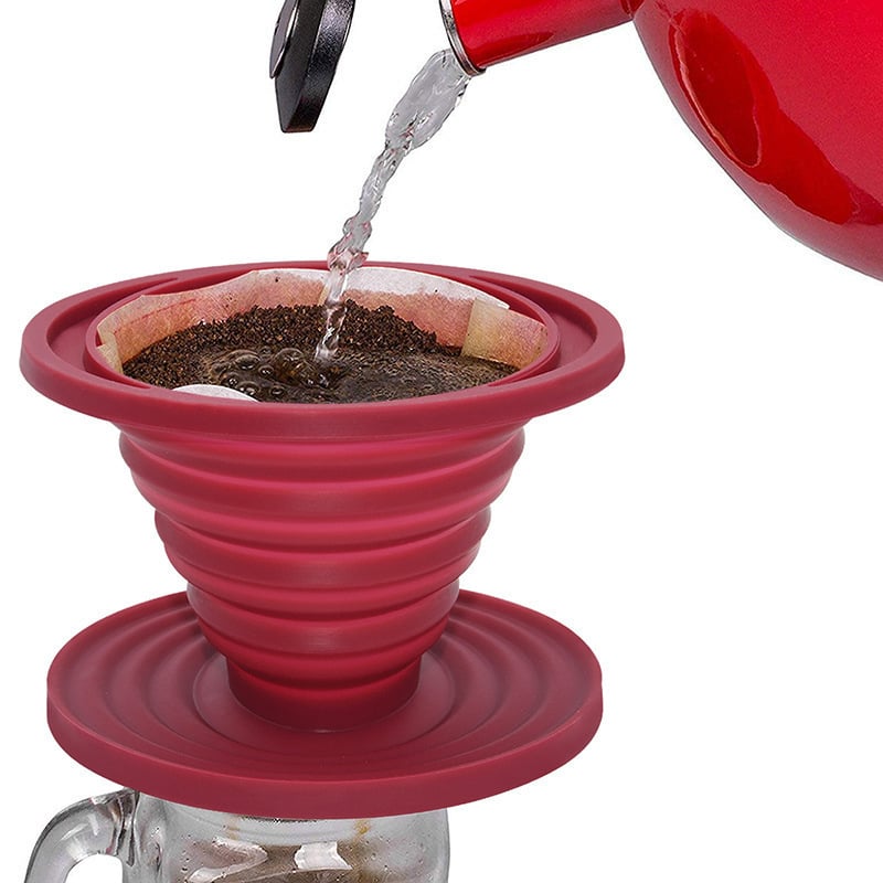 Filtru de cafea pliabil din silicon, calitate alimentară, portabil, pentru uz casnic și în aer liber, filtru pour-over