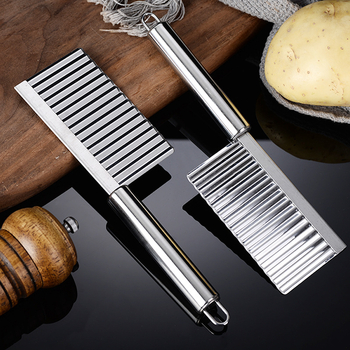 Tăietor de cartofi din oțel inoxidabil cu mâner din oțel, lamă ondulată pentru forme de floare ale cartofilor, tăietor ondulat pentru felii și tăietor în fâșii