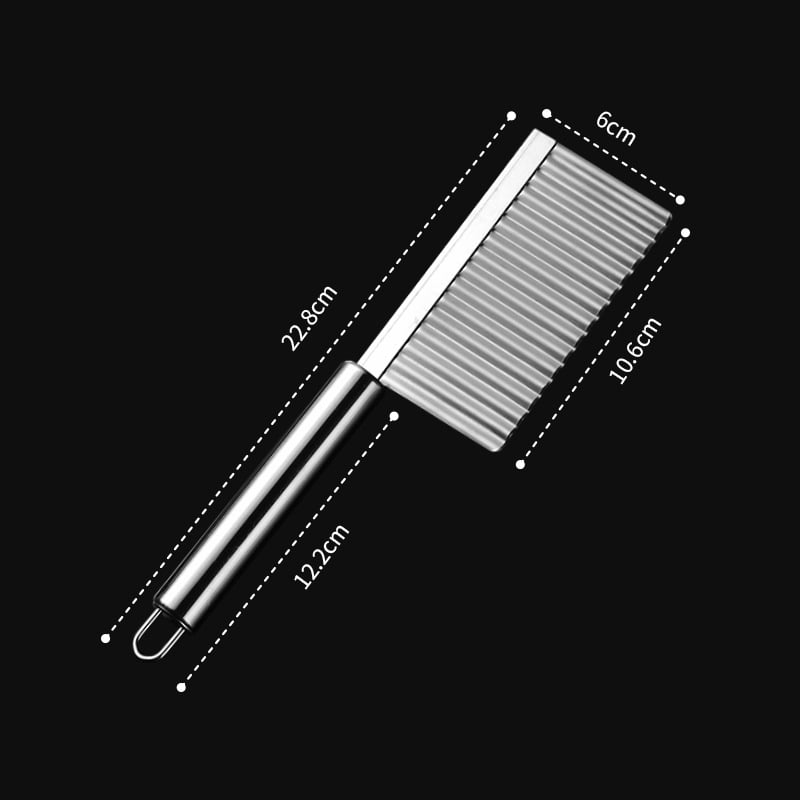Cuțit creativ din oțel inoxidabil, lamă ondulată pentru răzuirea cartofilor în fâșii, tăietor cu plasă și instrument de feliat, cuțit cu dinți de lup