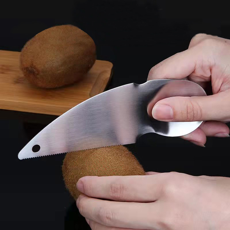 Lingură pentru kiwi din oțel inoxidabil 304, stil coreean, îngroșată, lingură multifuncțională pentru fructe și carne, cu margine dințată și tăietor de ouă