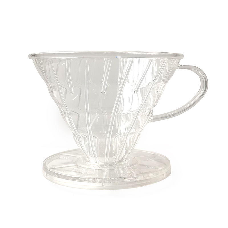 Filtru de cafea pentru preparare prin infuzare manuală, conic, mare, filtru transparent tip V60, set mic cu filet pentru picurare.