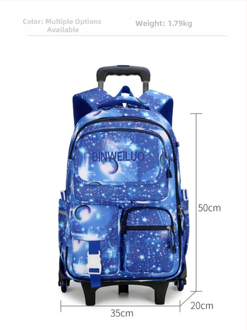 Detský batoh s kolieskami v štýle chladničky pre školák, dizajn na schody, unisex, triedy 3-9