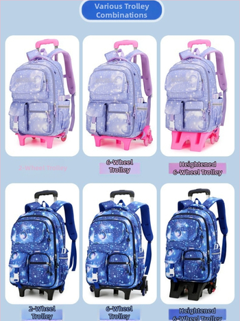 Detský batoh s kolieskami v štýle chladničky pre školák, dizajn na schody, unisex, triedy 3-9
