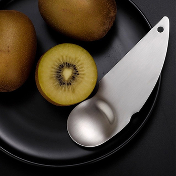 Cuțit pentru kiwi din oțel inoxidabil 304, cu decojit pentru portocale și grapefruit, cuțit pentru fructe, tăietor de ouă și lingură pentru carne