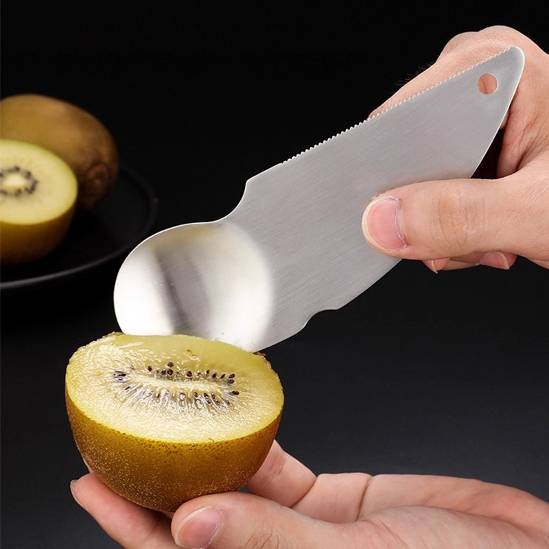 Cuțit pentru kiwi din oțel inoxidabil 304, cu decojit pentru portocale și grapefruit, cuțit pentru fructe, tăietor de ouă și lingură pentru carne