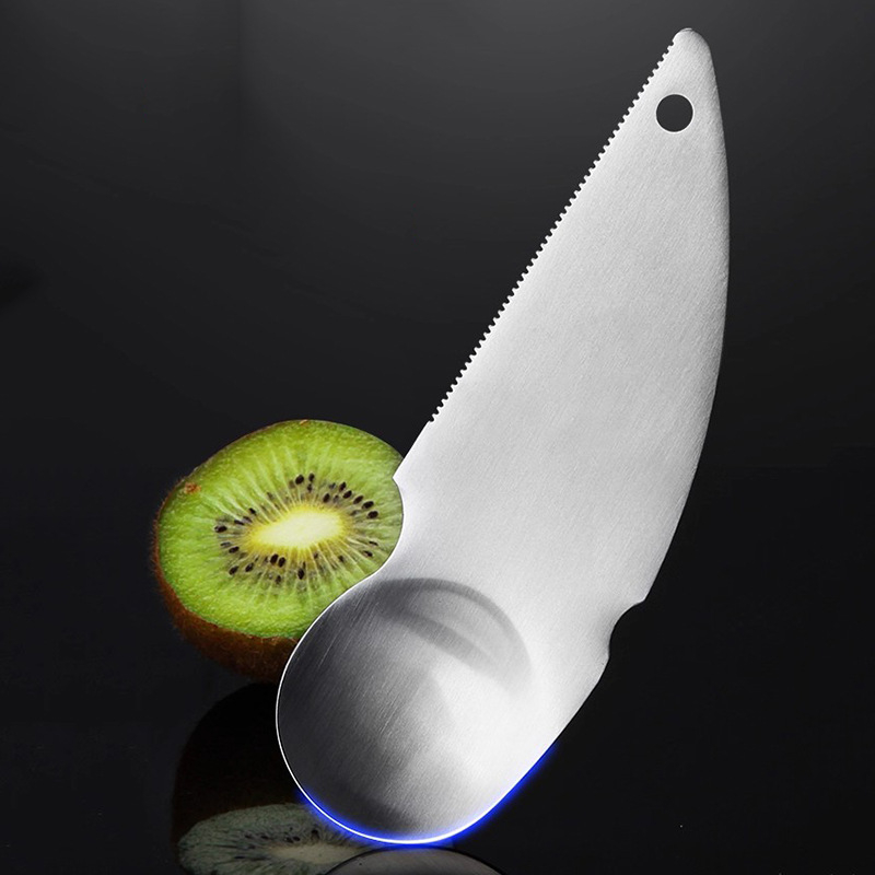 Cuțit pentru kiwi din oțel inoxidabil 304, cu decojit pentru portocale și grapefruit, cuțit pentru fructe, tăietor de ouă și lingură pentru carne