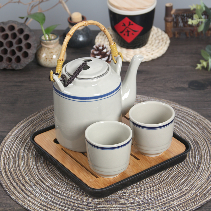 Ceainic ceramic de stil vechi, cu filtru, capacitate mare, porțelan pictat manual, pentru uz casnic, restaurante și hoteluri