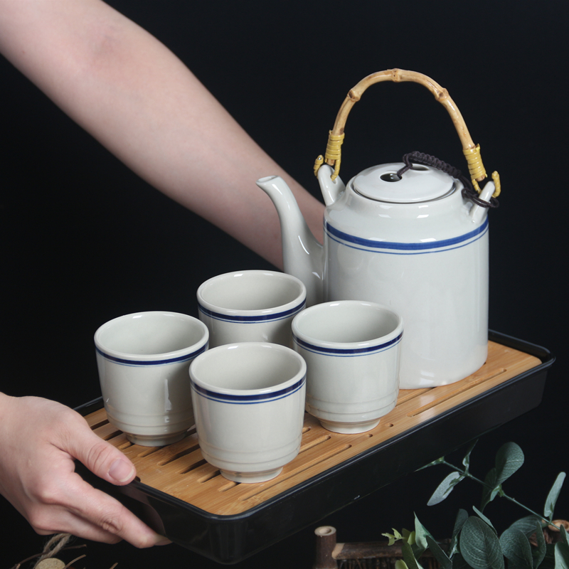 Ceainic ceramic de stil vechi, cu filtru, capacitate mare, porțelan pictat manual, pentru uz casnic, restaurante și hoteluri