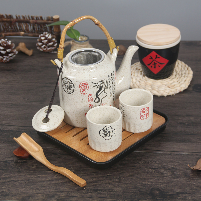 Ceainic ceramic de stil vechi, cu filtru, capacitate mare, porțelan pictat manual, pentru uz casnic, restaurante și hoteluri