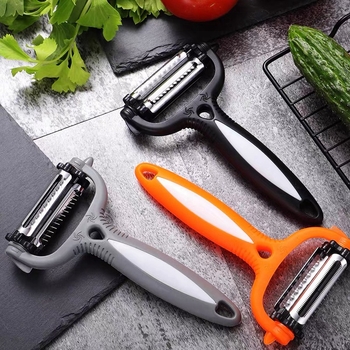 Cuțit de curățat 3 în 1 și răzător, gadget de bucătărie creativ pentru decojirea fructelor și felierea cartofilor