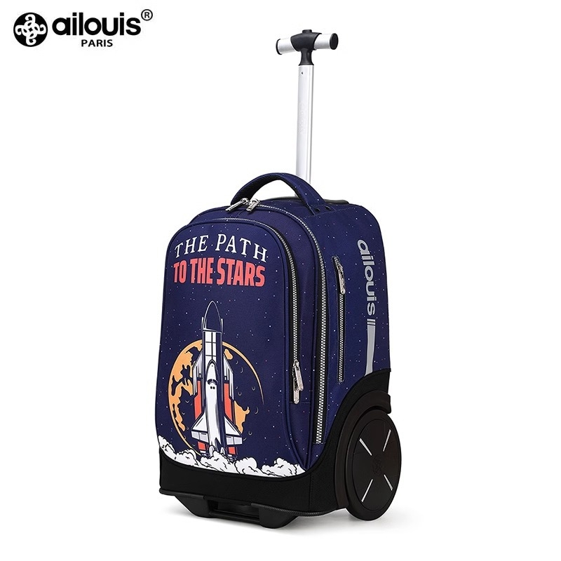 Ailouis školska torba na kolima za srednju školu, velika kapaciteta, vodootporna, reflektirajuća, trolley stil, moderan i cool