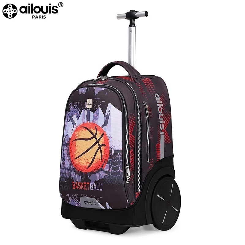 Ailouis školska torba na kolima za srednju školu, velika kapaciteta, vodootporna, reflektirajuća, trolley stil, moderan i cool
