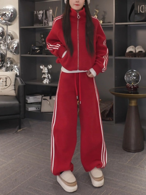 Ženski dvodijelni komplet s kapuljačom od flisa, casual sportski stil za jesen