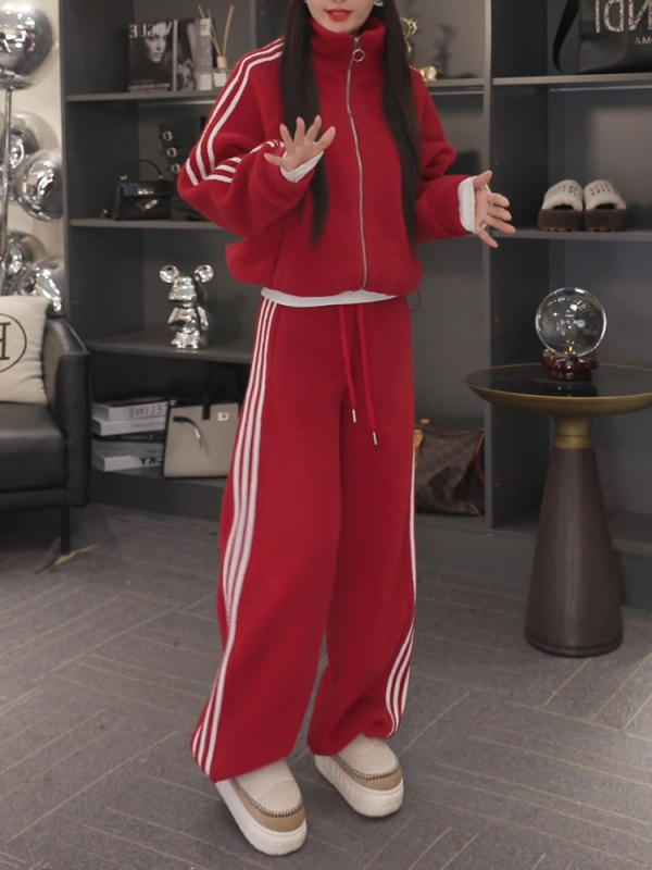 Ženski dvodijelni komplet s kapuljačom od flisa, casual sportski stil za jesen