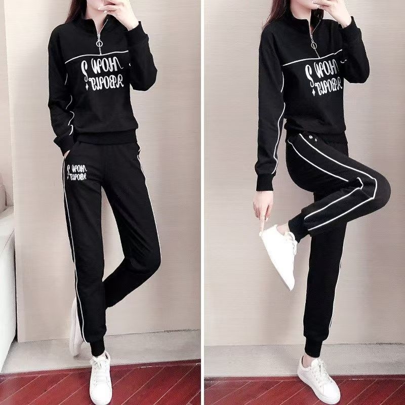 Plus-size ženski casual sportski komplet za jesen, udoban kroj, prugasti hoodie i hlaće, dvodjelni set
