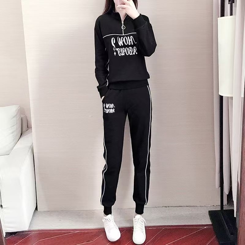 Plus-size ženski casual sportski komplet za jesen, udoban kroj, prugasti hoodie i hlaće, dvodjelni set