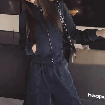 Ženski sportski set za jesen-zimu 2025: opušten kroj, korejski street style, casual dvodijelni set s dukom i hlačama
