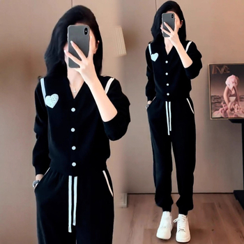 Ženski casual set u korejskom stilu za proleće i jesen, dvodijelni komplet: hoodie i hlače