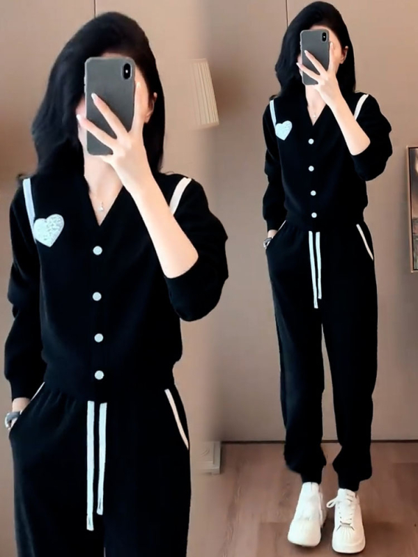 Ženski casual set u korejskom stilu za proleće i jesen, dvodijelni komplet: hoodie i hlače