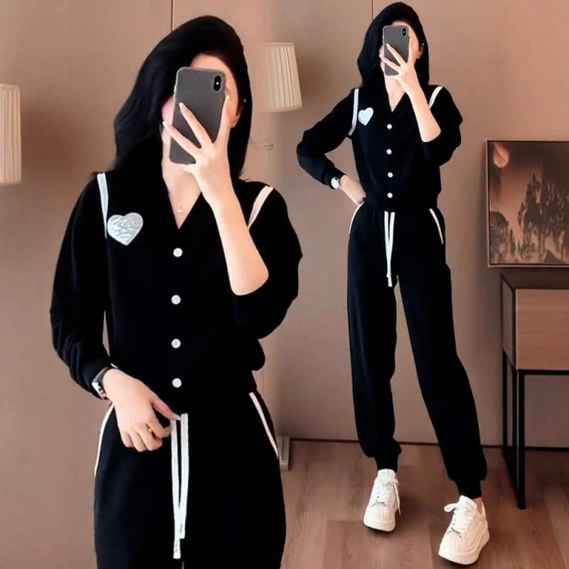 Ženski casual set u korejskom stilu za proleće i jesen, dvodijelni komplet: hoodie i hlače