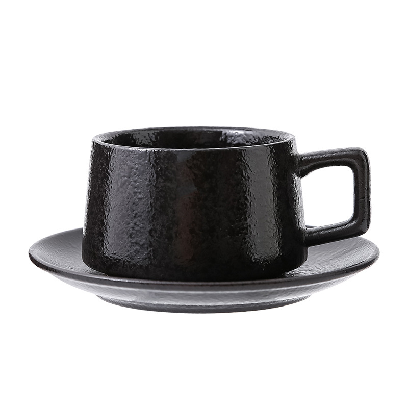 Ceașcă de cafea ceramică în stil japonez cu farfuriu - set