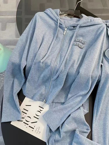 Salt Style Ženski casual dvodijelni set — plavi hoodie s kapuljom i široke hlače