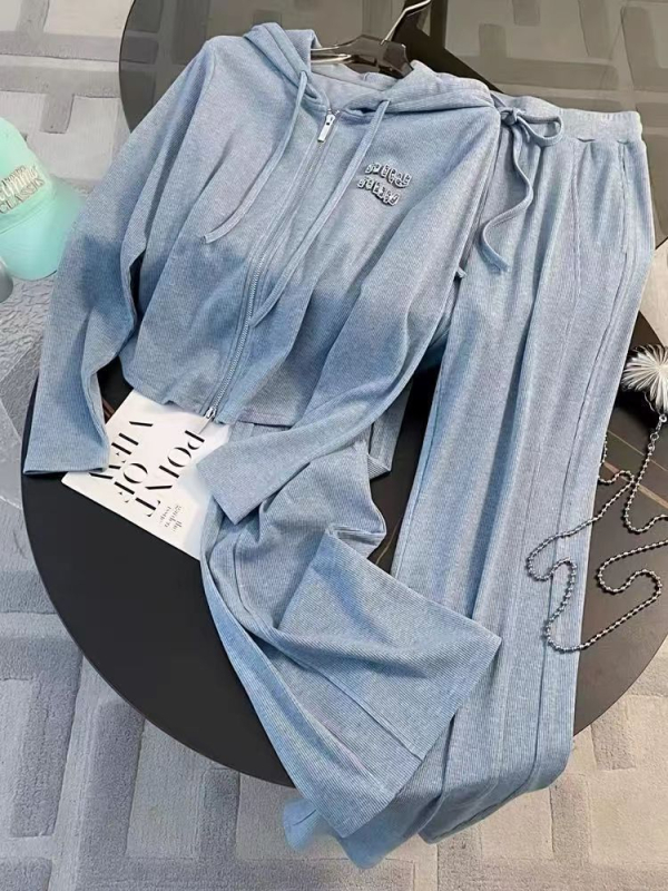 Salt Style Ženski casual dvodijelni set — plavi hoodie s kapuljom i široke hlače