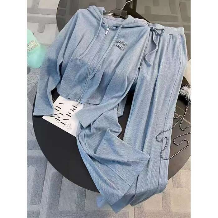Salt Style Ženski casual dvodijelni set — plavi hoodie s kapuljom i široke hlače