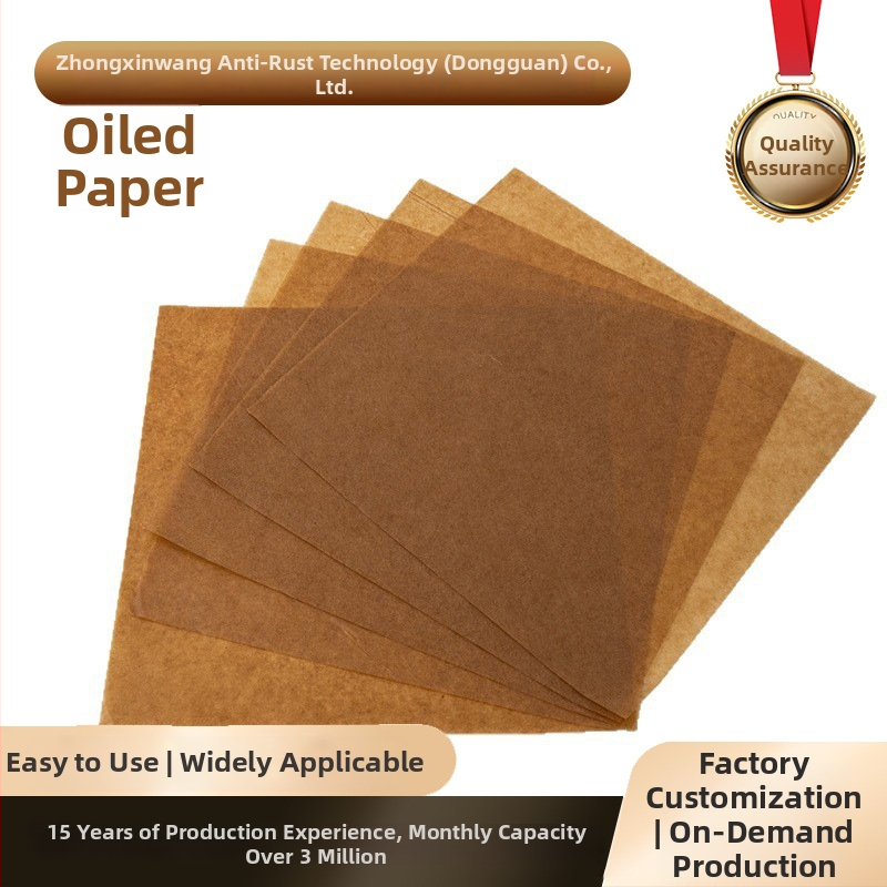 Vlastný VCI papier proti korózii pre kovové balenie, priemyselný olejový papier 40 g, olej- a vlhkosťodolný, rozmery 787×1020 mm