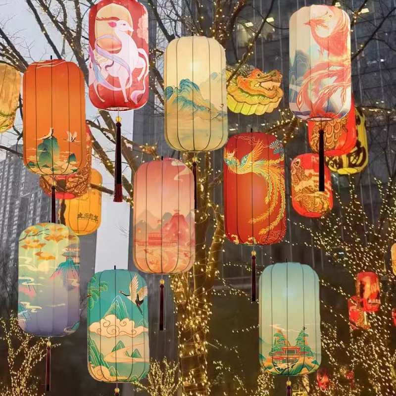 Felinare pictate manual, în formă de dovleac de iarnă, în stil chinezesc nou, pentru spații exterioare și decor de nuntă