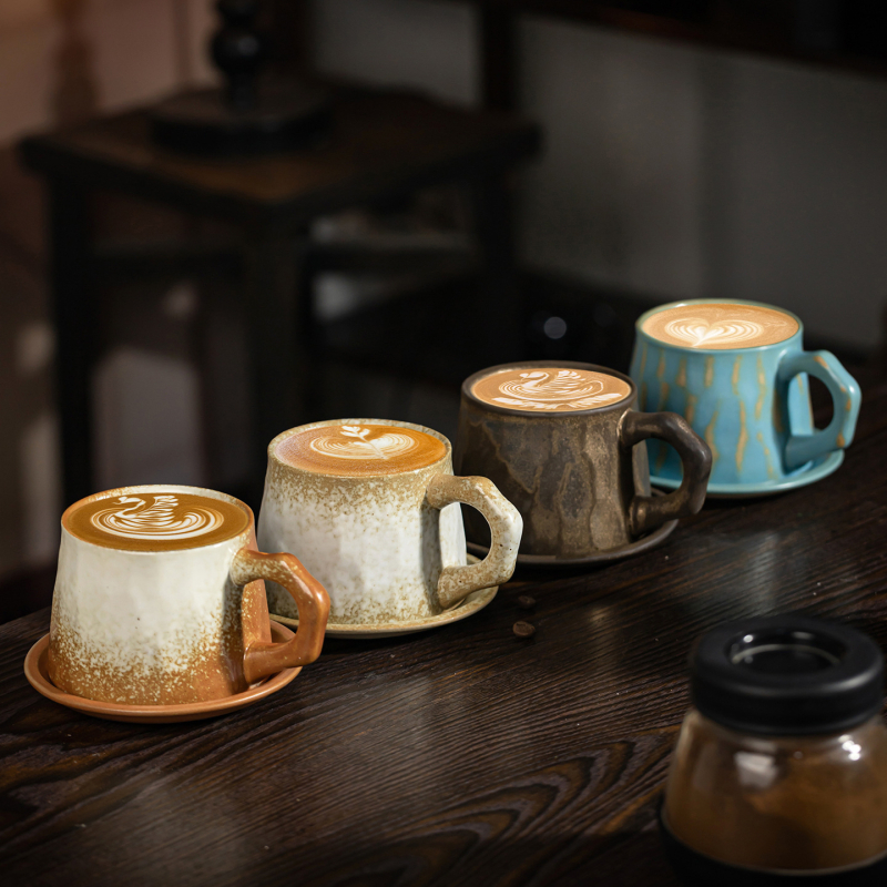 Set european retro din ceramică – ceașcă de cafea cu farfurie, design creativ de suvenir pentru ceaiul de după-amiază