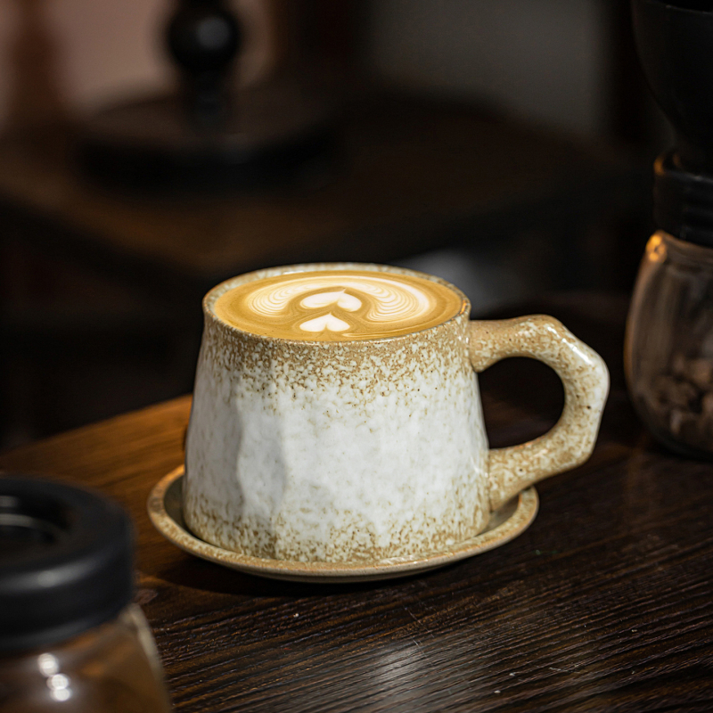 Set european retro din ceramică – ceașcă de cafea cu farfurie, design creativ de suvenir pentru ceaiul de după-amiază