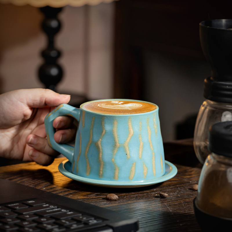 Set european retro din ceramică – ceașcă de cafea cu farfurie, design creativ de suvenir pentru ceaiul de după-amiază