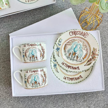 Set cafea cu cești și farfurioare din porțelan osos european, set rafinat pentru ceaiul de după-amiază, seria Tarot Steaua Dijia