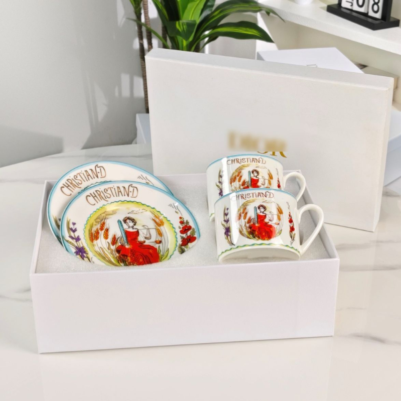 Set cafea cu cești și farfurioare din porțelan osos european, set rafinat pentru ceaiul de după-amiază, seria Tarot Steaua Dijia