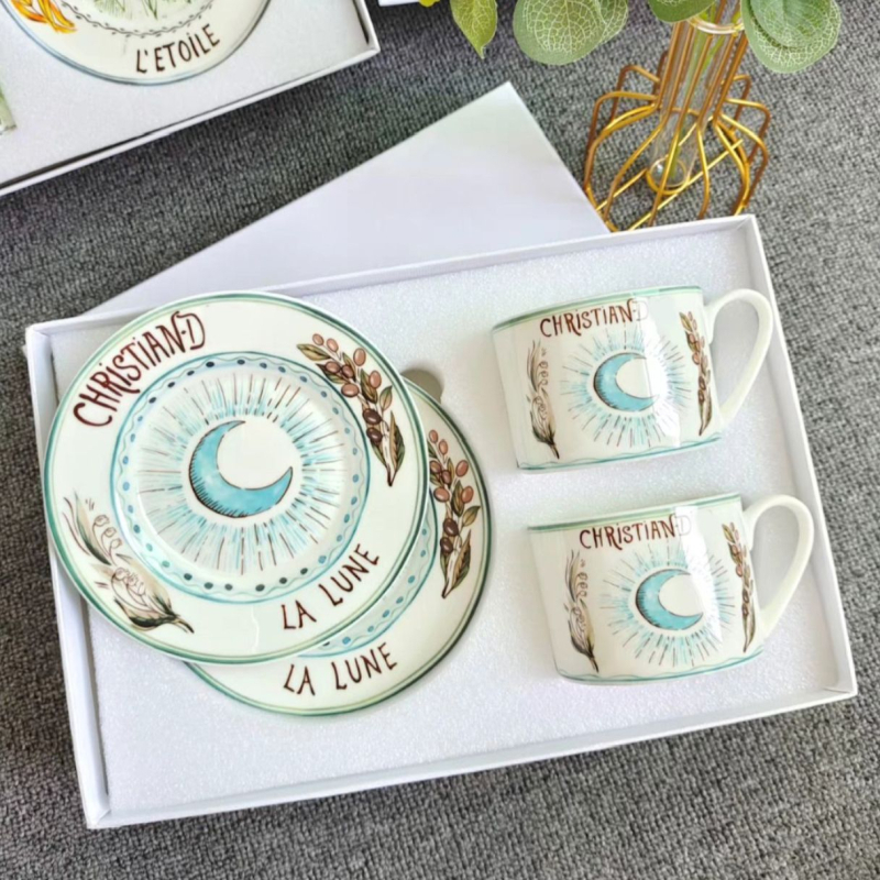 Set cafea cu cești și farfurioare din porțelan osos european, set rafinat pentru ceaiul de după-amiază, seria Tarot Steaua Dijia