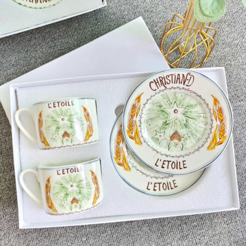 Set cafea cu cești și farfurioare din porțelan osos european, set rafinat pentru ceaiul de după-amiază, seria Tarot Steaua Dijia