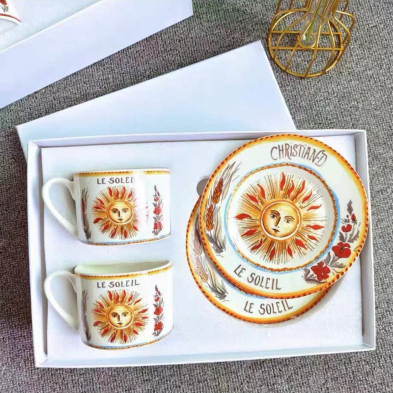 Set cafea cu cești și farfurioare din porțelan osos european, set rafinat pentru ceaiul de după-amiază, seria Tarot Steaua Dijia