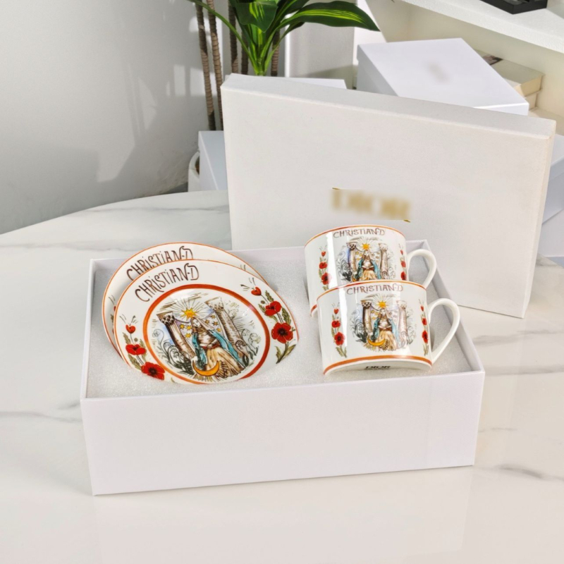 Set cafea cu cești și farfurioare din porțelan osos european, set rafinat pentru ceaiul de după-amiază, seria Tarot Steaua Dijia