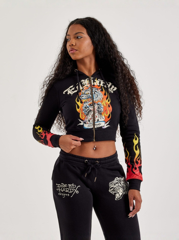 2025 Set sweatshirt i hlača s životinjskim uzorkom, cropped