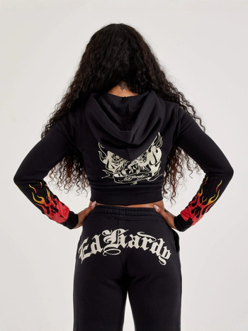 2025 Set sweatshirt i hlača s životinjskim uzorkom, cropped