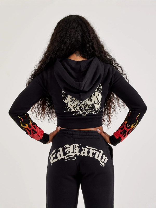 2025 Set sweatshirt i hlača s životinjskim uzorkom, cropped