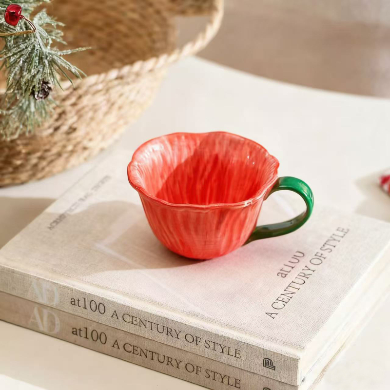 Ceașcă de cafea ceramică cu flori, set cu farfurioară, stil retro lux, pentru femei
