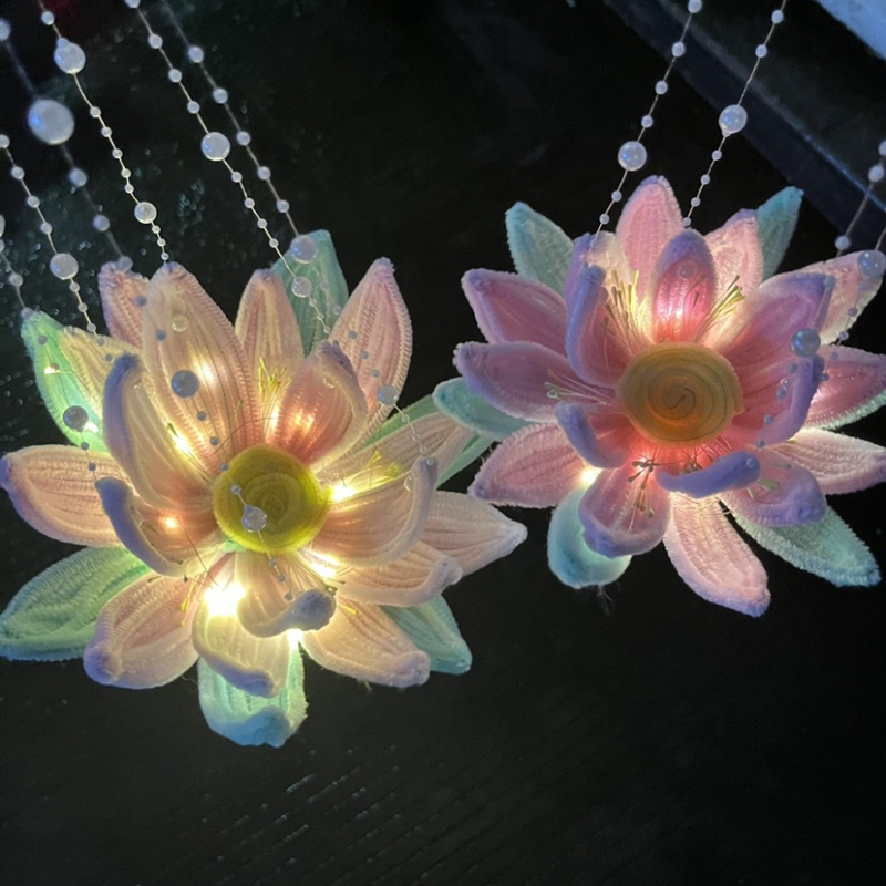 Fenar cu lotus și pai răsucit – kit DIY de materiale pentru felinar pentru festivalul Mid-Autumn, cadou pentru prietene.