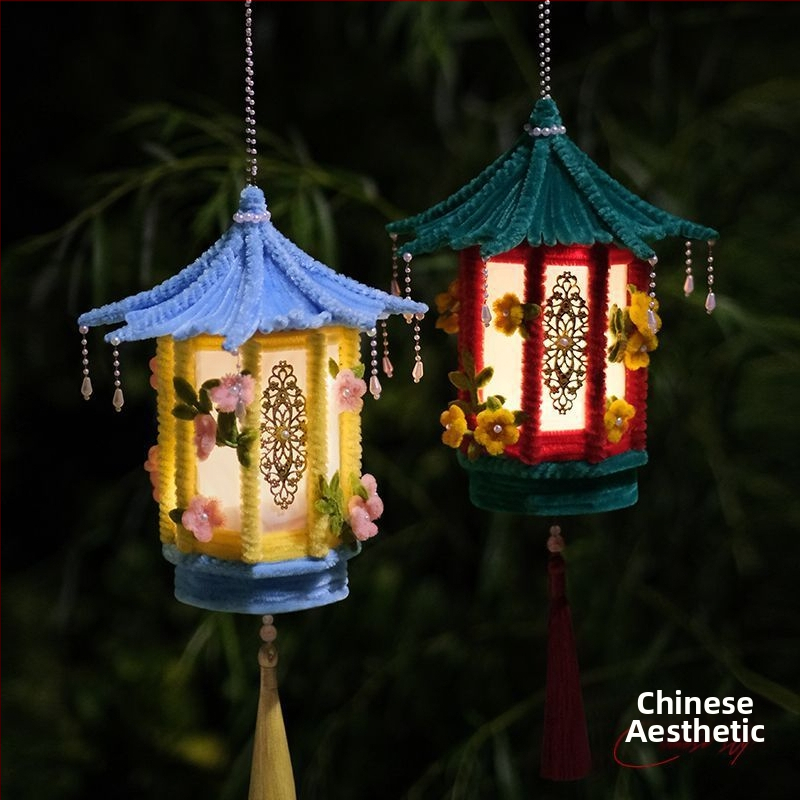 Festivalul de Toamnă în stil chinezesc: felinar de mână luminat, felinar de palat strălucitor, bețe răsucite, materiale DIY pentru handmade, ornament decorativ pentru copii în stil antic