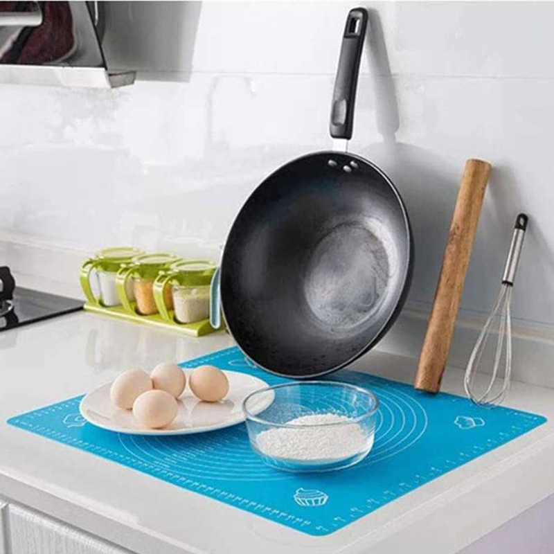 Covoraș din silicon pentru frământat aluat cu marcaje de măsură, suprafață de întins aluatul în bucătărie și placă de tăiat alimente, de calitate alimentară