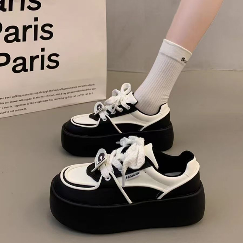 Γυναικεία λευκά sneakers με πλατφόρμα και παχιά σόλα, υψηλής ποιότητας, ευέλικτα, 2025 άνοιξη-φθινόπωρο