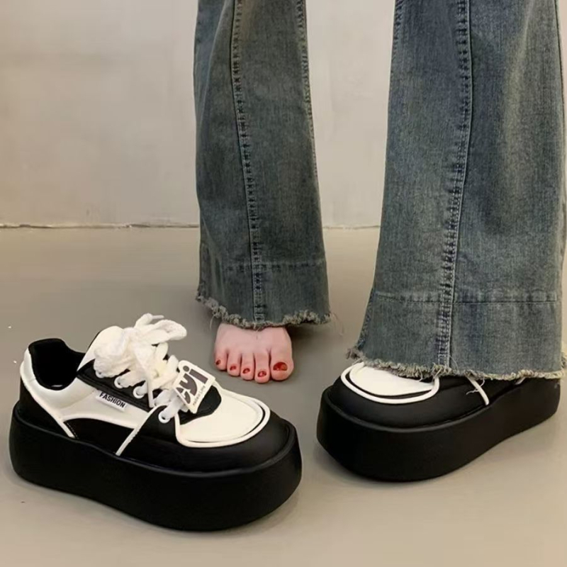 Γυναικεία λευκά sneakers με πλατφόρμα και παχιά σόλα, υψηλής ποιότητας, ευέλικτα, 2025 άνοιξη-φθινόπωρο