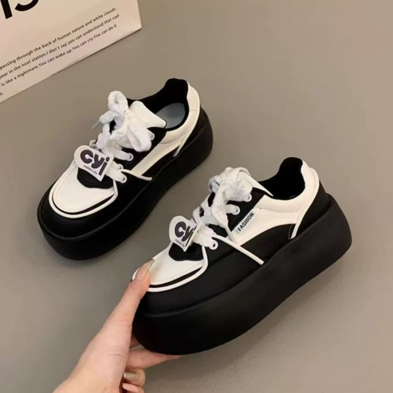 Γυναικεία λευκά sneakers με πλατφόρμα και παχιά σόλα, υψηλής ποιότητας, ευέλικτα, 2025 άνοιξη-φθινόπωρο
