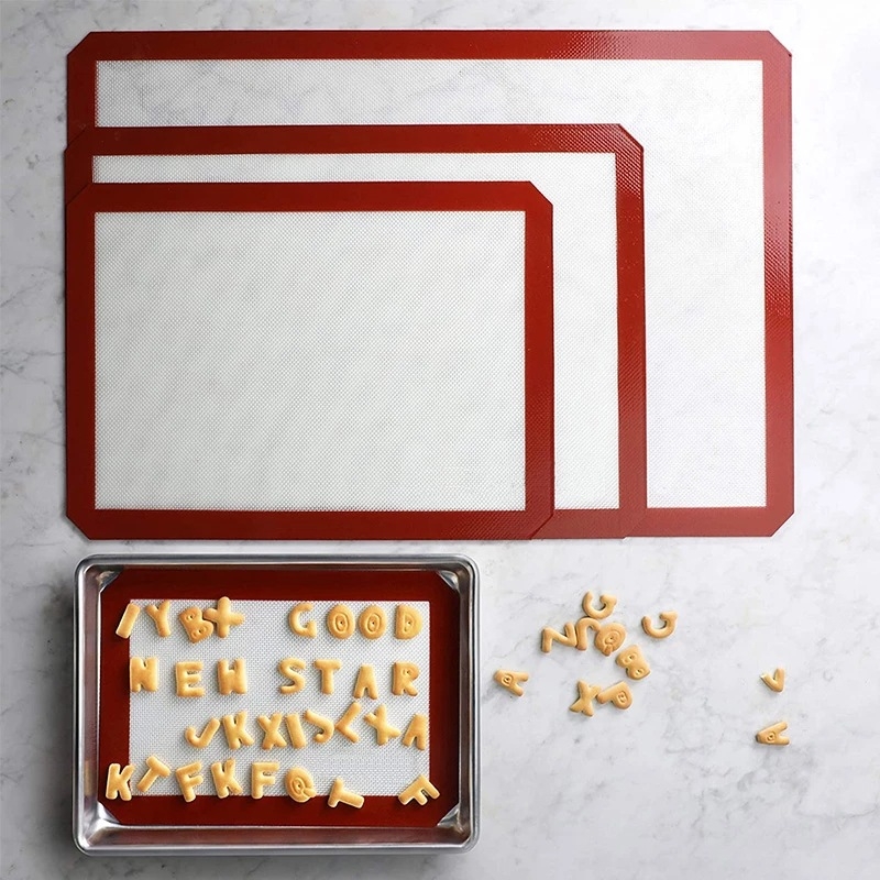 Covoraș de copt din silicon, 0,7 mm, de calitate alimentară, rezistent la temperaturi înalte, suprafață pentru frământat și tavă de copt din silicon